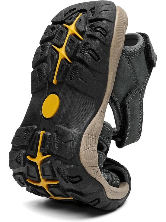 Mens Grey Closed Toe Leather Athletic Outdoor Hiking Sport Casual Sandal Shoes main image 5